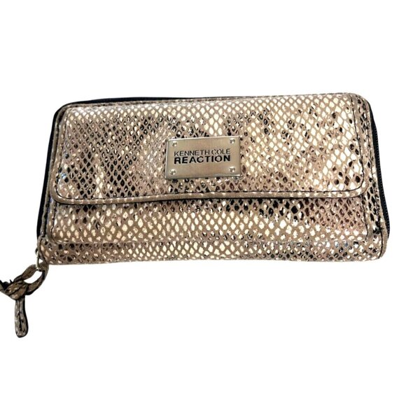 Kenneth Cole Reaction Beige Snake Print Wallet - Picture 1 of 5